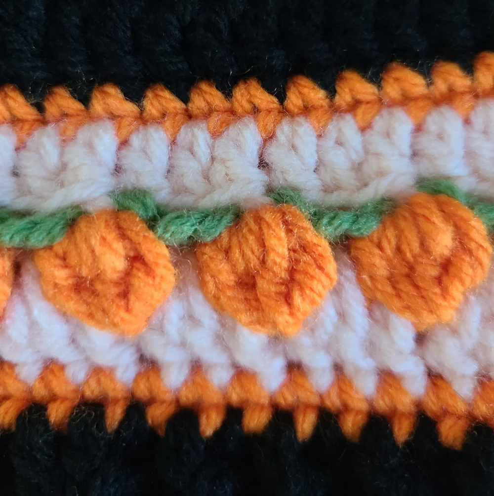 Handmade Pumpkin Patch Beanie, Black and Orange Baby Beanie, 3-6 Month, Crochet